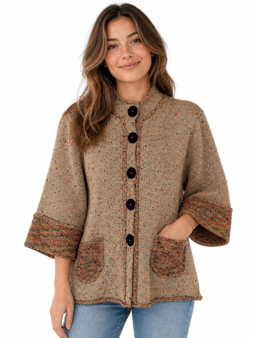Ball of Cotton Handloomed Linen Cardigan Sweater NWT